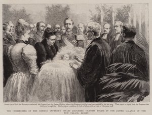 柏林新宫贾斯珀画廊为德国皇帝的小女儿维多利亚·路易斯洗礼（版画） 作者 英语学校