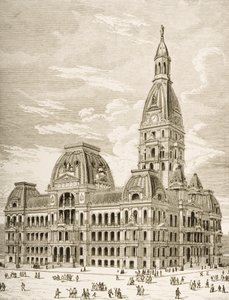 芝加哥市政厅，1870年，来自1876年由宗教信仰协会出版的“美国图片” 作者 英语学校