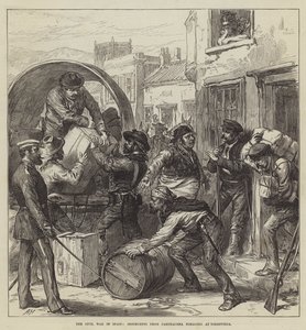 西班牙内战，来自迦太基的叛乱分子在托雷维耶哈觅食（版画） 作者 英语学校