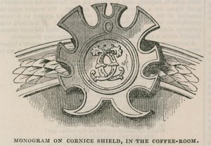 保守派俱乐部：咖啡厅的Cornice Shield上的Cluib会标 作者 英语学校