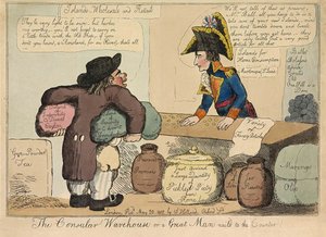 领事仓库或一个伟人钉在柜台上，酒吧。 1802（手工彩色雕刻） 作者 英语学校