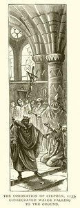 斯蒂芬的加冕仪式，1135年。奉献的晶圆落到地上 作者 英语学校