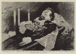 The Death of King Ludwig II of Bavaria, the King Lying in State in the Chapel of the Old Palace, Munich (engraving) 作者 英语学校