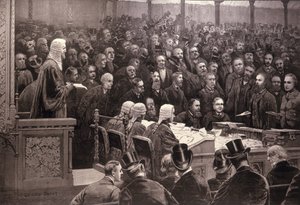 下议院关于爱尔兰自治问题的部门，&39;Ayes; 311，Noes; 341&39;，来自&39;The Illustrated London News&39;，1886年12月6日 作者 英语学校