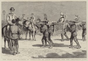 日本的诺公公夫妇，出发前往九善寺湖（版画） 作者 英语学校