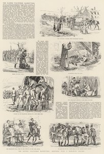 复活节志愿者演习，带有行进柱的草图（雕刻） 作者 英语学校