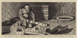 阿富汗战争结束，卡瓦格纳里少校签署和平条约（版画） 作者 英语学校
