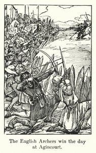 The English Archers win the day at Agincourt (litho) 作者 英语学校