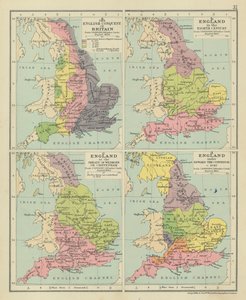 英国征服不列颠。八世纪的英格兰韦德莫尔或奇彭纳姆条约》中的英格兰（彩色石版画） 作者 英语学校