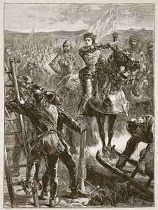 Harfleur之前的英语，来自Cassells Illustrated History of England的插图（棕褐色照片） 作者 英语学校