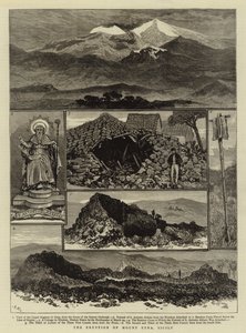 西西里岛埃特纳火山的爆发（雕刻）。 作者 英语学校