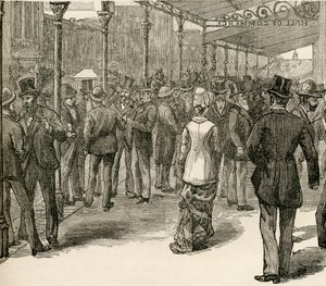 墨尔本柯林斯街商业厅的交易所，来自GT Bettany的“世界居民”，1888年出版（版画） 作者 英语学校