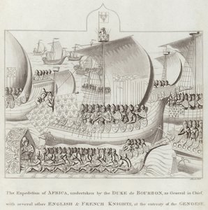 在热那亚的恳求下，由波旁公爵（General Dukour）执行的非洲之战（Exkedetion of Africa）与其他几位英国和法国骑士一起担任 作者 英语学校