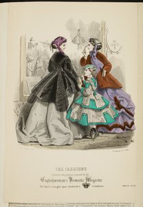 时尚》，选自《英国妇女家庭杂志》，1866 年 3 月（彩色石印版） 作者 英语学校