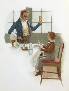 友善的服务员，查尔斯·狄更斯（1812-70）对David Copperfield（1850）的插图 作者 英语学校