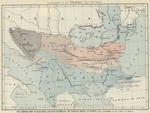 保加利亚，东Roumelia，土耳其帝国在欧洲的图表地图