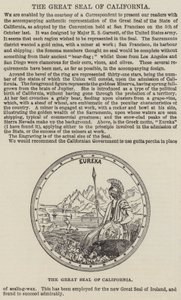加利福尼亚州的大印章（雕刻）。 作者 英语学校