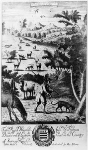 1686年Richard Blome出版的“The Gentleman&39;s Recreation”中带有血猎犬的Harbourer 作者 英语学校