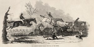 Harrow Steeple Chase：The Brook at the Brook，来自“The Illustrated London News”，1845年4月26日 作者 英语学校