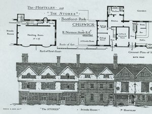 The Buildingry and The Stores，Bedford Park，Chiswick，来自The Building News，1877 作者 英语学校