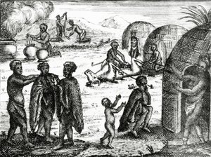 霍屯督人崇拜某种昆虫，来自Peter Kolb的“现状好望角”，1731年出版 作者 英语学校