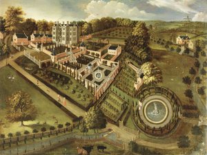 Denbighshire的Llanerch Hall的房子和花园，c.1662-72 作者 英语学校