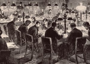 下议院：记者的房间，来自&39;The Illustrated London News&39;，1882年2月18日 作者 英语学校