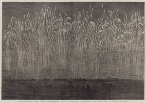 朴茨茅斯国际海军节、火箭的飞行和 Spithead 盟军舰队的照明（雕刻） 作者 英语学校