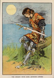 手持亚瑟王之剑的骑士（彩色石版画） 作者 英语学校
