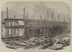 利维坦"（大东方）号蒸汽船，1855年开工时的样子（雕刻）。 作者 英语学校