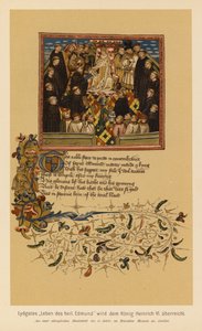 约翰-莱德盖特的《国王与殉道者圣埃德蒙的生平》，赠送给亨利六世（彩色石印版） 作者 英语学校