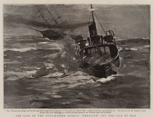 四桅三桅帆船“色雷斯”号在马恩岛附近的损失（石版画） 作者 英语学校