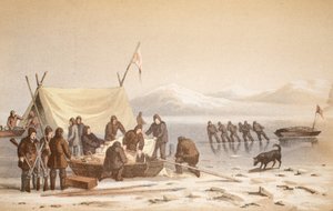 1851年6月14日在惠灵顿海峡举行的会议，从Voyage到Baffins Bay和Barrow Straits的插图......，1852年（手工彩色雕刻） 作者 英语学校