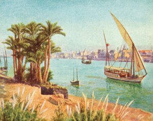 尼罗河，开罗附近的景色（彩色石版画） 作者 英语学校