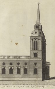 伦敦St Benet Gracechurch教区教堂的西北部展望