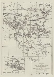 1878 年 3 月 3 日在圣斯特凡诺签署的《和平条约》官方地图（雕刻） 作者 英语学校