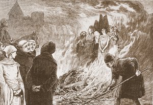 奥尔良殉教者，詹姆斯-艾特肯-威利（1808-1890 年）所著《新教史》中的插图，1878 年出版。1878 年（雕刻） 作者 英语学校