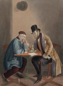 议员候选人与一名选民喝酒（彩色雕刻） 作者 英语学校