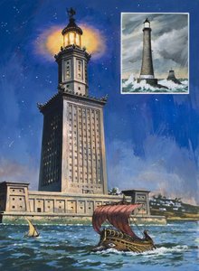 亚历山大的法罗斯（水粉画，纸本） 作者 英语学校