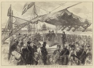 威尔士亲王在霍利黑德的防波堤上，开启了新的避难港（版画） 作者 英语学校