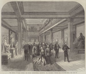 威尔士亲王为都柏林国际展览开幕，雕塑大厅游行（版画） 作者 英语学校