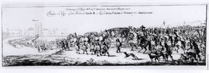 查理二世（1630-85）的游行和他的新女王，布拉干萨的凯瑟琳（1638-1705）从朴茨茅斯到汉普顿宫，1662年 作者 英语学校