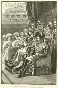女王在1846年为议会开幕（雕刻）。 作者 英语学校
