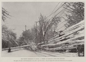 加拿大最近的暴风雪，暴风雪后汉密尔顿的一条街（石版画） 作者 英语学校