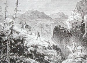 通往哥伦比亚本田的道路，出自托马斯-米尔纳牧师的《地理画廊》，约1880年出版（雕刻）。 作者 英语学校
