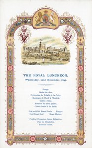 皇家午餐会，1899年11月22日星期三，菜单 作者 英语学校