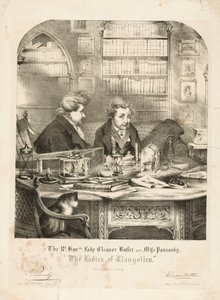 Rt。 尊敬的 埃莉诺·巴特勒夫人和庞森比小姐，《兰戈伦的女士们》，1831 年后（石版画） 作者 英语学校
