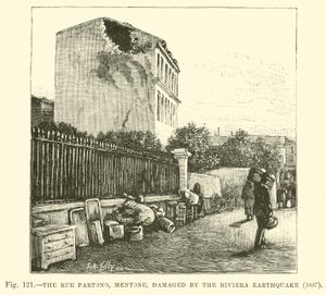 1887年里维埃拉地震破坏了Mentone的Rue Partono 作者 英语学校