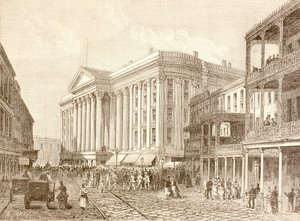1880 年代新奥尔良圣查尔斯街的圣查尔斯酒店（平版印刷） 作者 英语学校