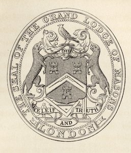 1813年之前，伦敦梅森大酒店的封印，来自“共济会的历史，第二卷”，由托马斯·C·杰克出版，伦敦，1883年 作者 英语学校